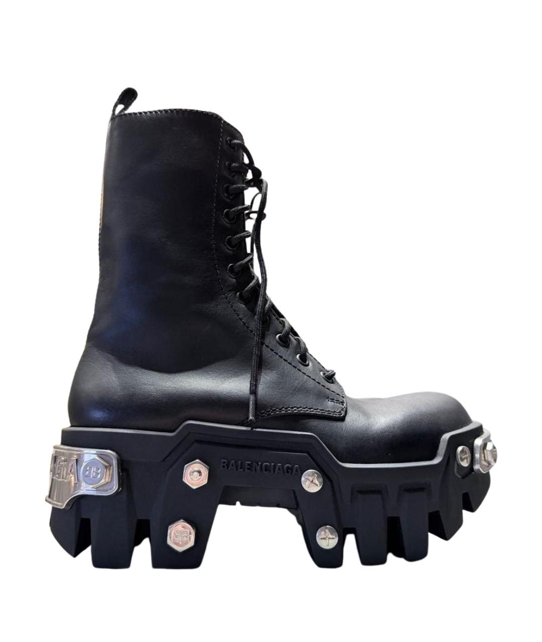 BALENCIAGA Черные кожаные ботинки, фото 1