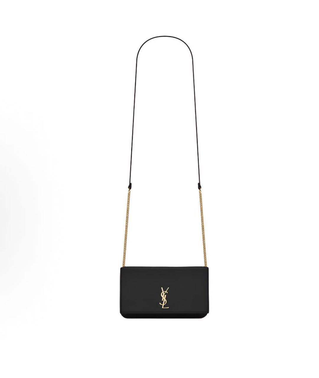 SAINT LAURENT Черная кожаная сумка через плечо, фото 2