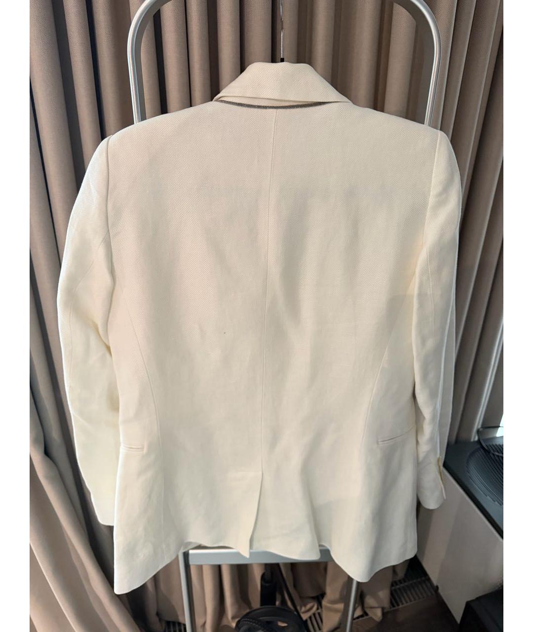 BRUNELLO CUCINELLI Белый льняной жакет/пиджак, фото 3
