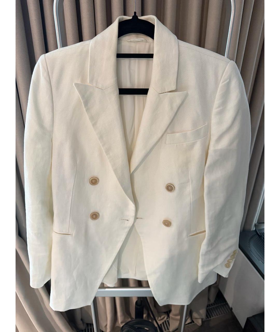 BRUNELLO CUCINELLI Белый льняной жакет/пиджак, фото 2