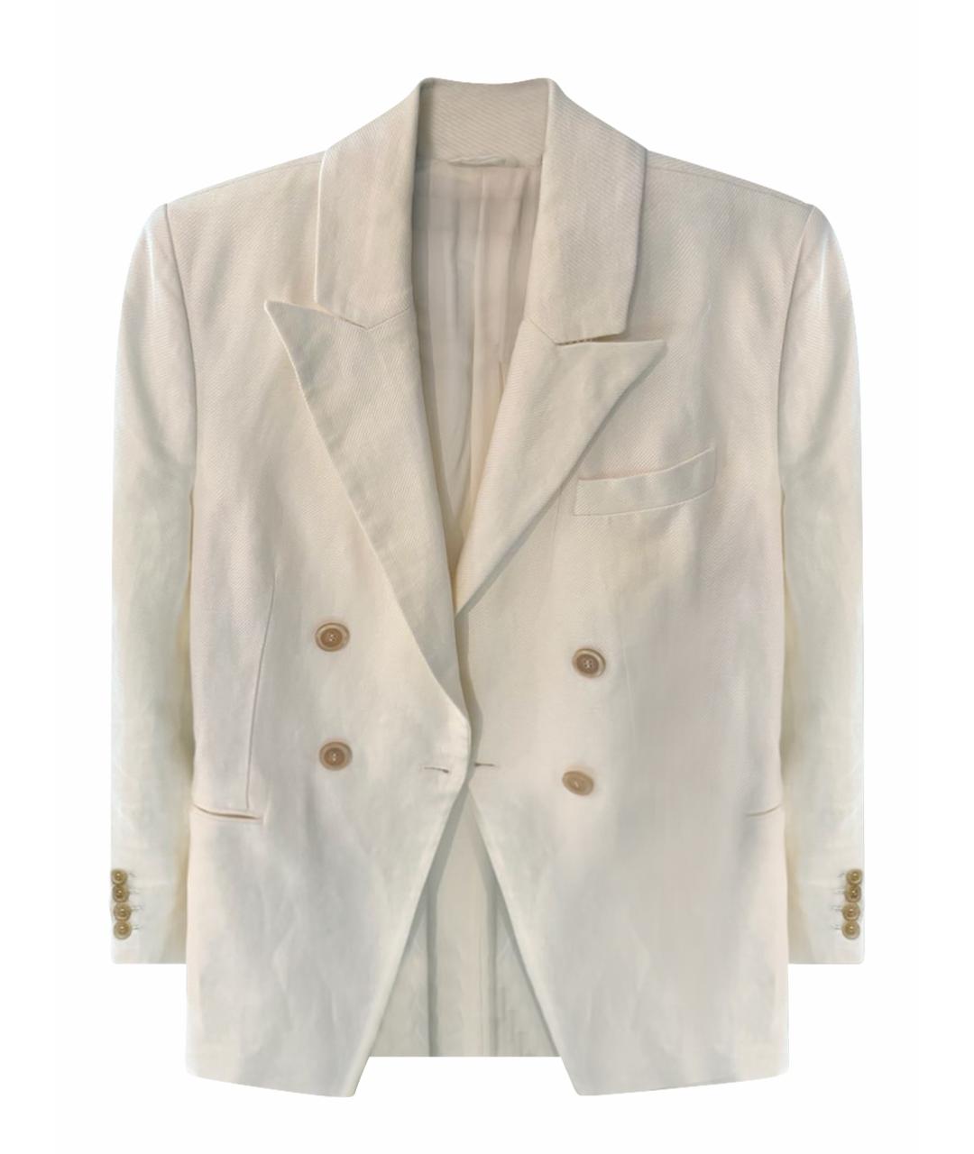 BRUNELLO CUCINELLI Белый льняной жакет/пиджак, фото 5