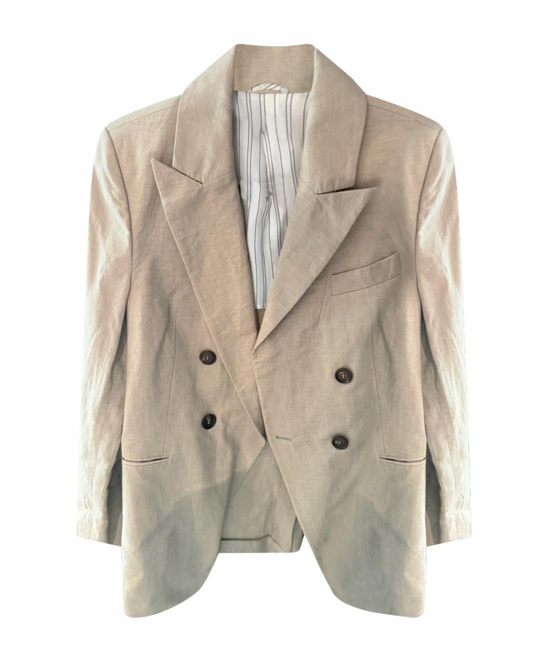 BRUNELLO CUCINELLI Бежевый льняной жакет/пиджак, фото 1
