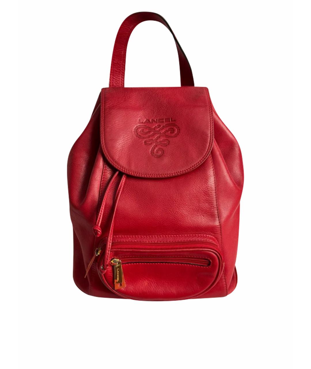 LANCEL Красный кожаный рюкзак, фото 1