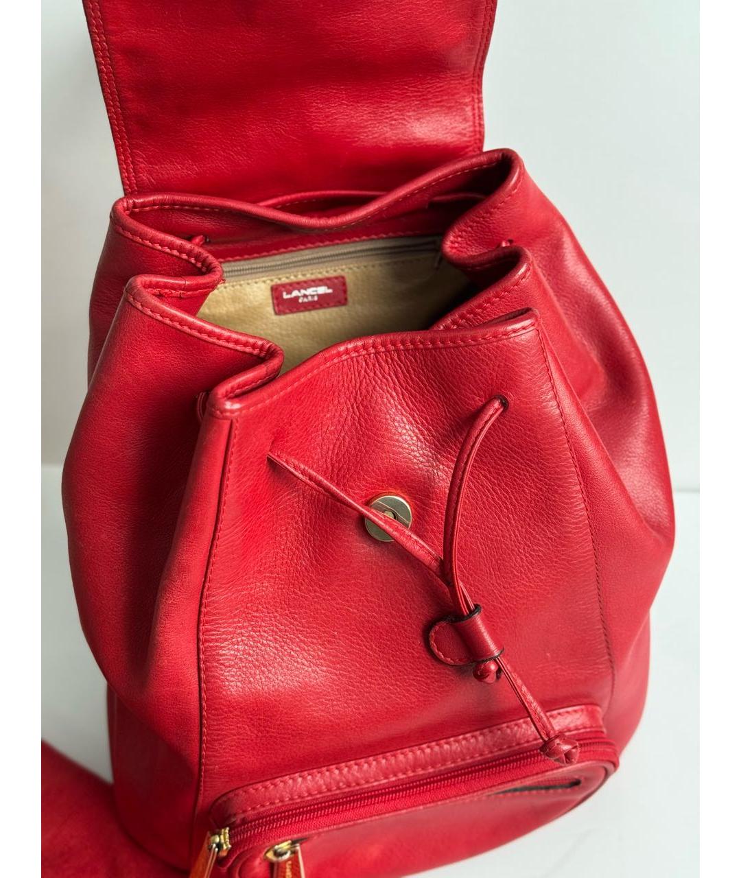 LANCEL Красный кожаный рюкзак, фото 7