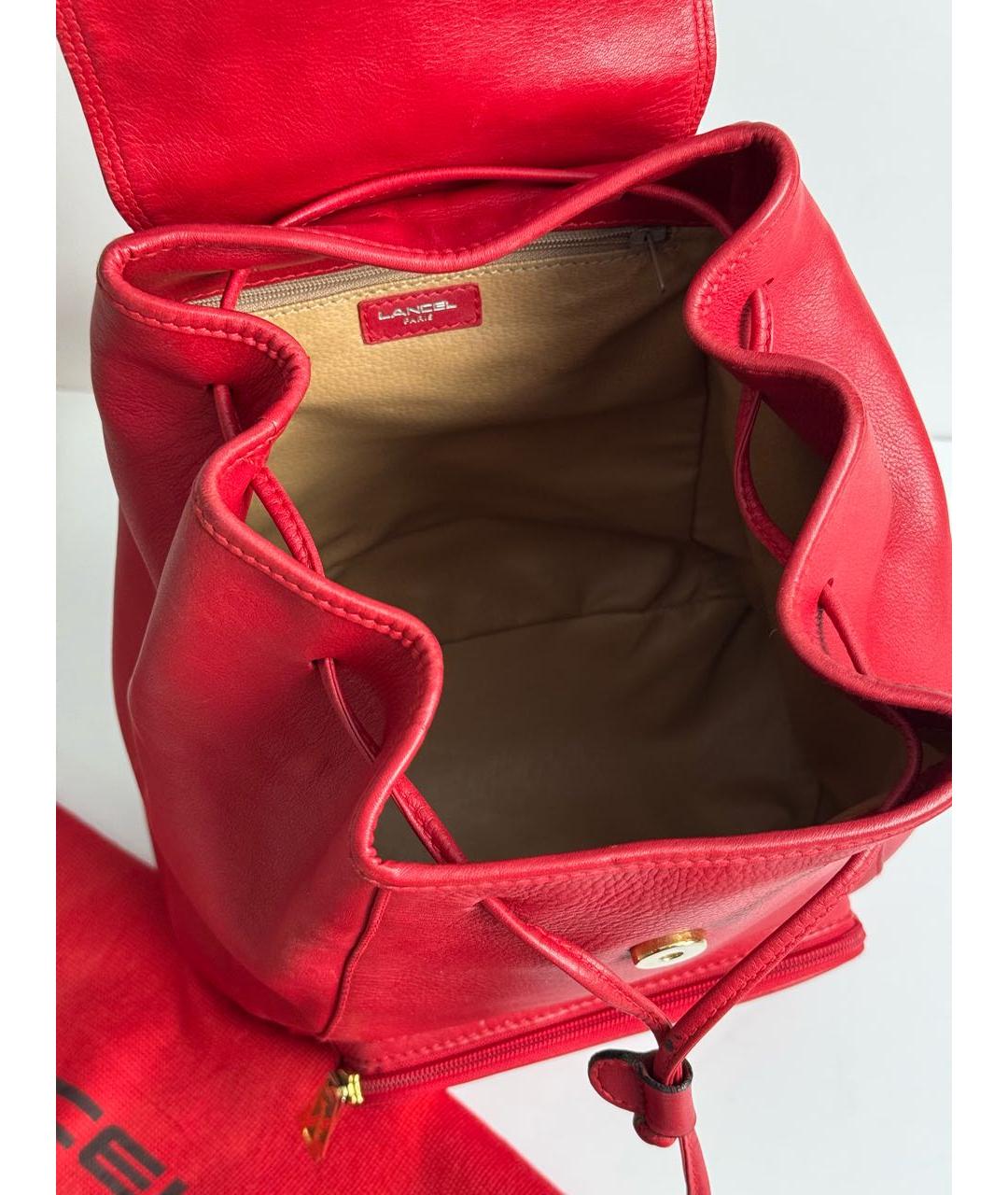 LANCEL Красный кожаный рюкзак, фото 5