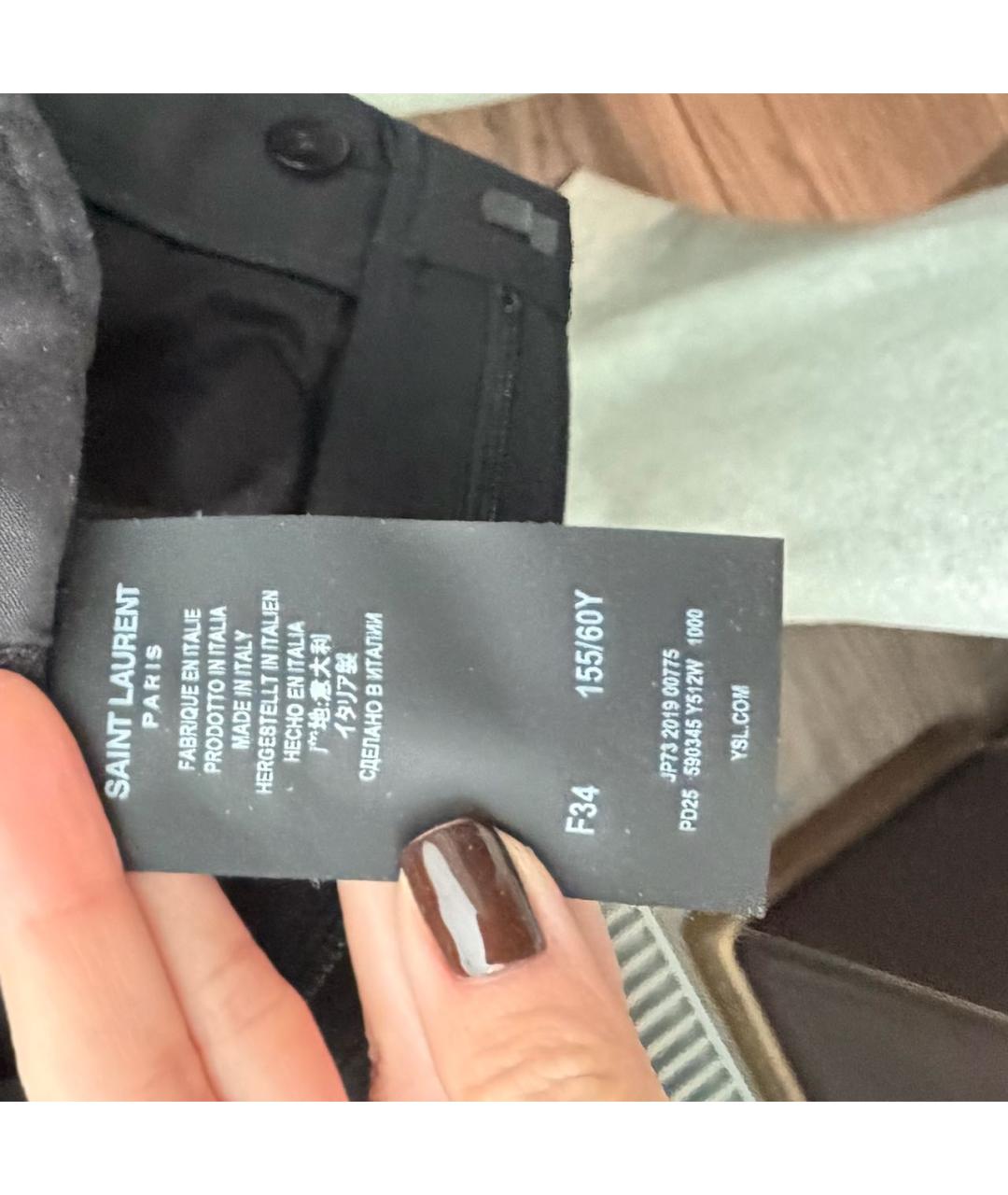 SAINT LAURENT Черные прямые брюки, фото 3