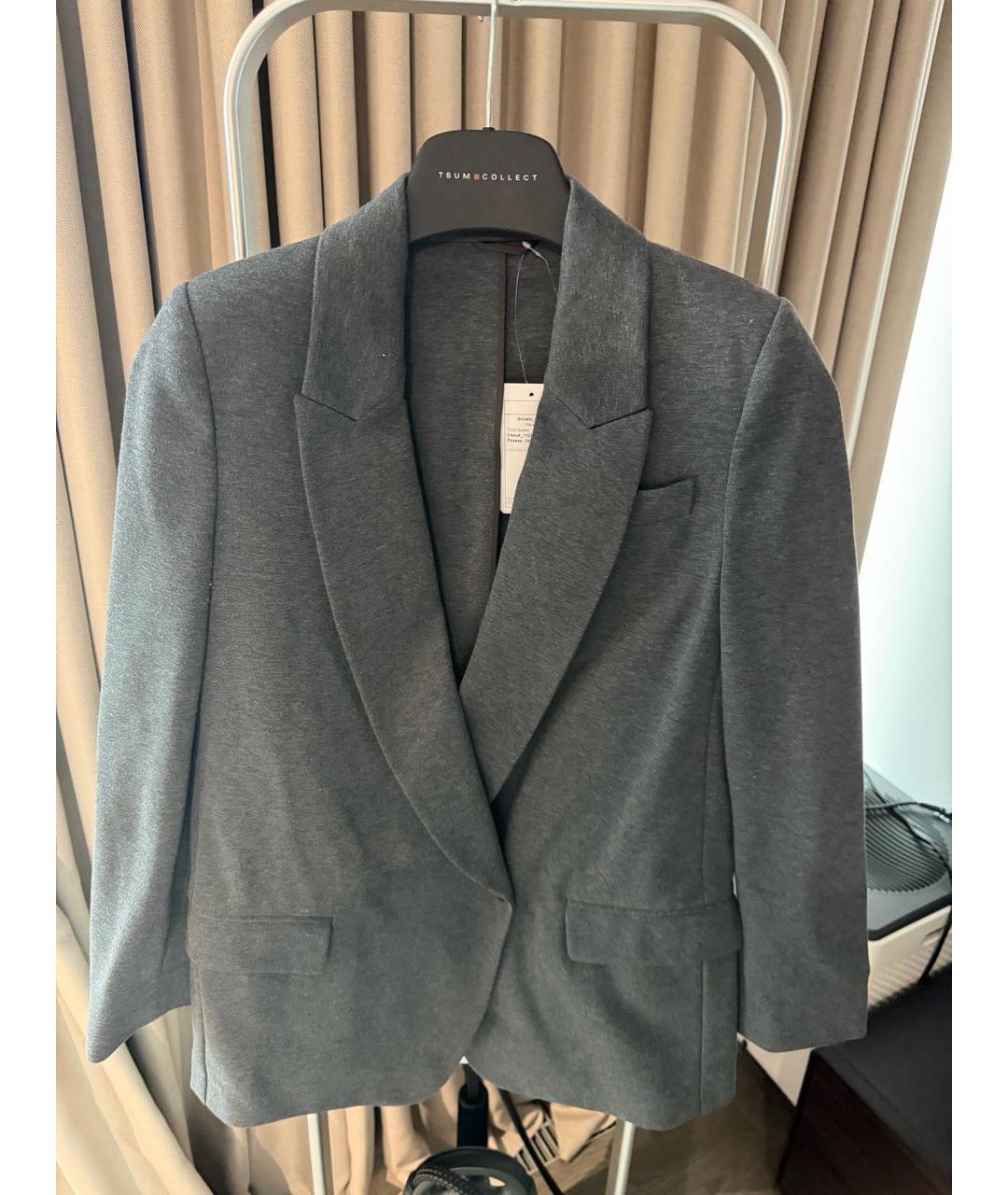 BRUNELLO CUCINELLI Серый кашемировый жакет/пиджак, фото 4