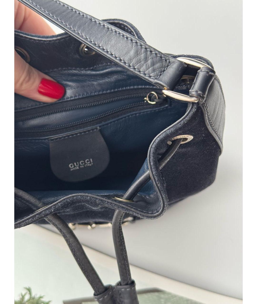 GUCCI Темно-синяя замшевая сумка через плечо, фото 5