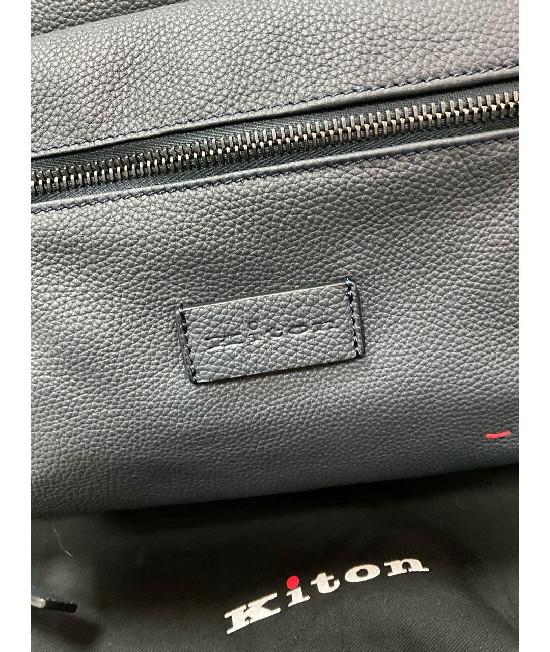 KITON Темно-синий кожаный рюкзак, фото 4
