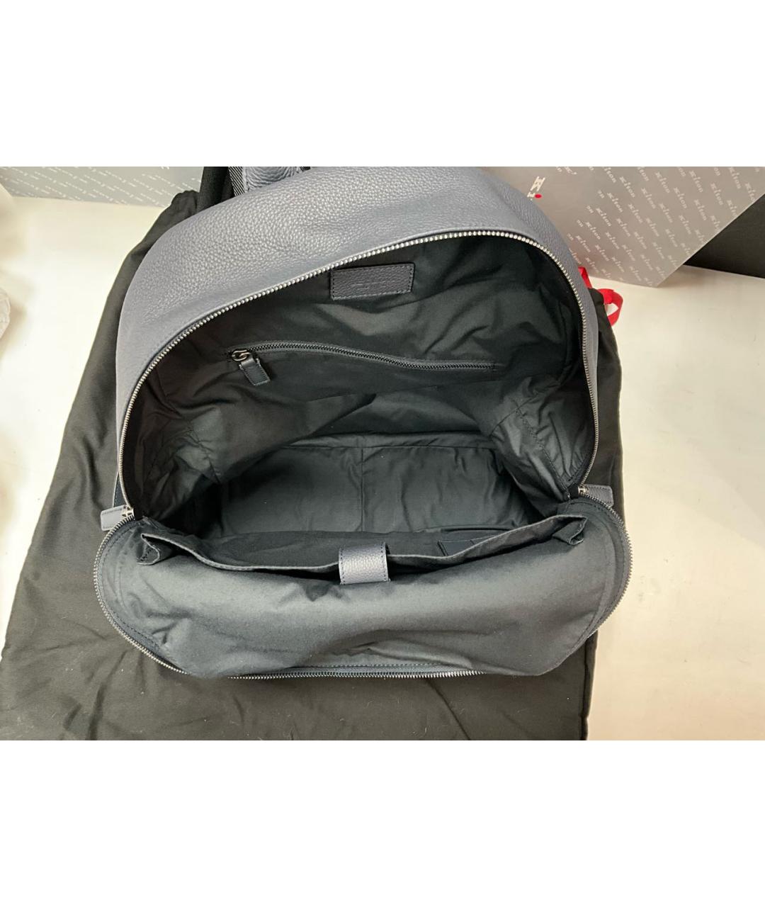 KITON Темно-синий кожаный рюкзак, фото 5