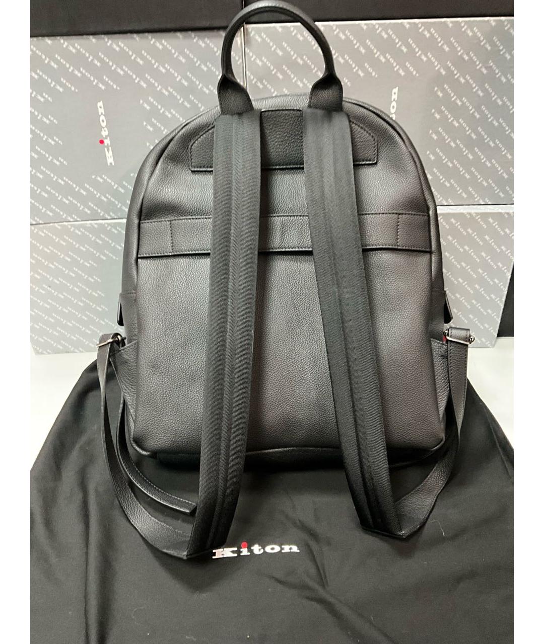 KITON Черный кожаный рюкзак, фото 3