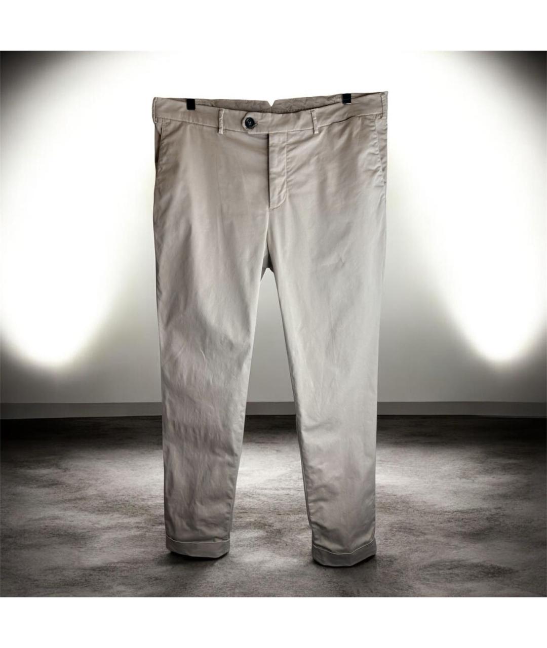 BRUNELLO CUCINELLI Бежевые хлопко-эластановые брюки чинос, фото 9