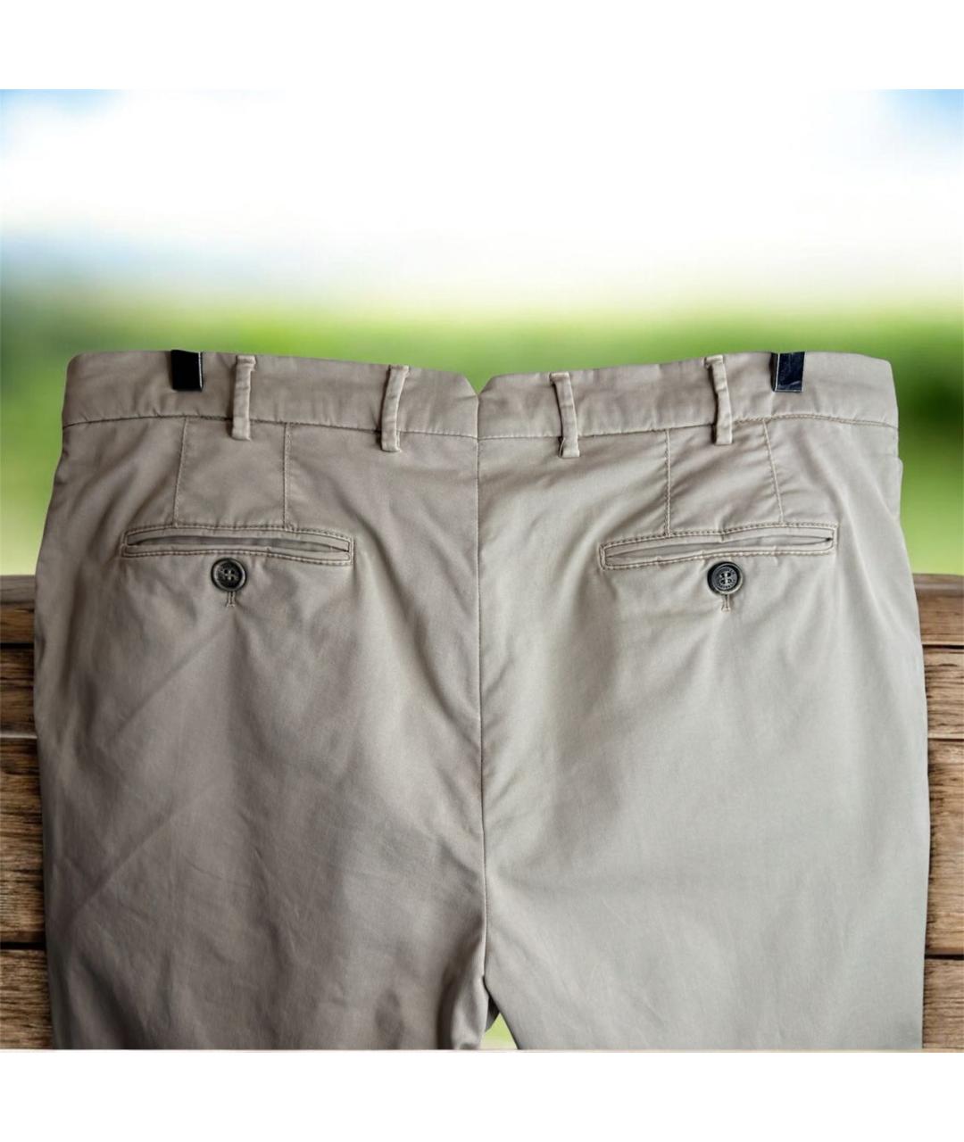 BRUNELLO CUCINELLI Бежевые хлопко-эластановые брюки чинос, фото 4