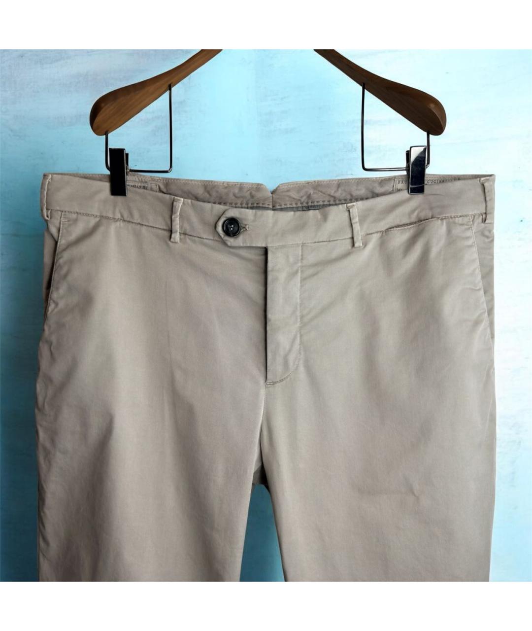 BRUNELLO CUCINELLI Бежевые хлопко-эластановые брюки чинос, фото 2