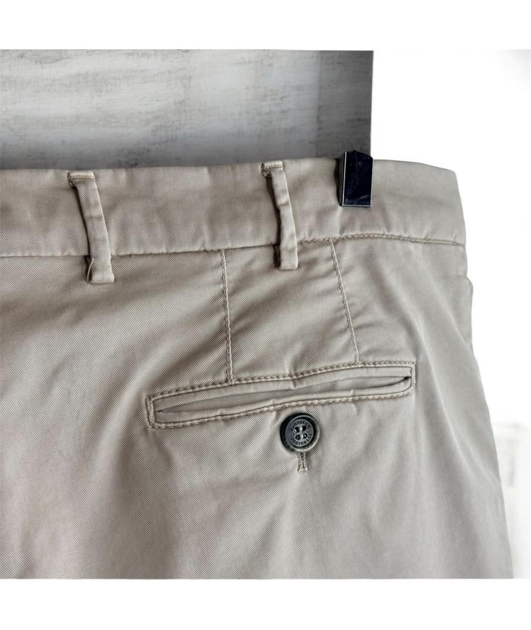 BRUNELLO CUCINELLI Бежевые хлопко-эластановые брюки чинос, фото 5