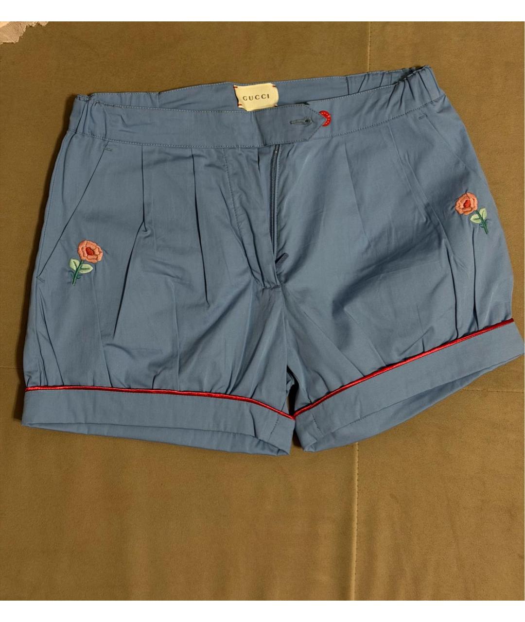 GUCCI Голубые хлопковые брюки и шорты, фото 9