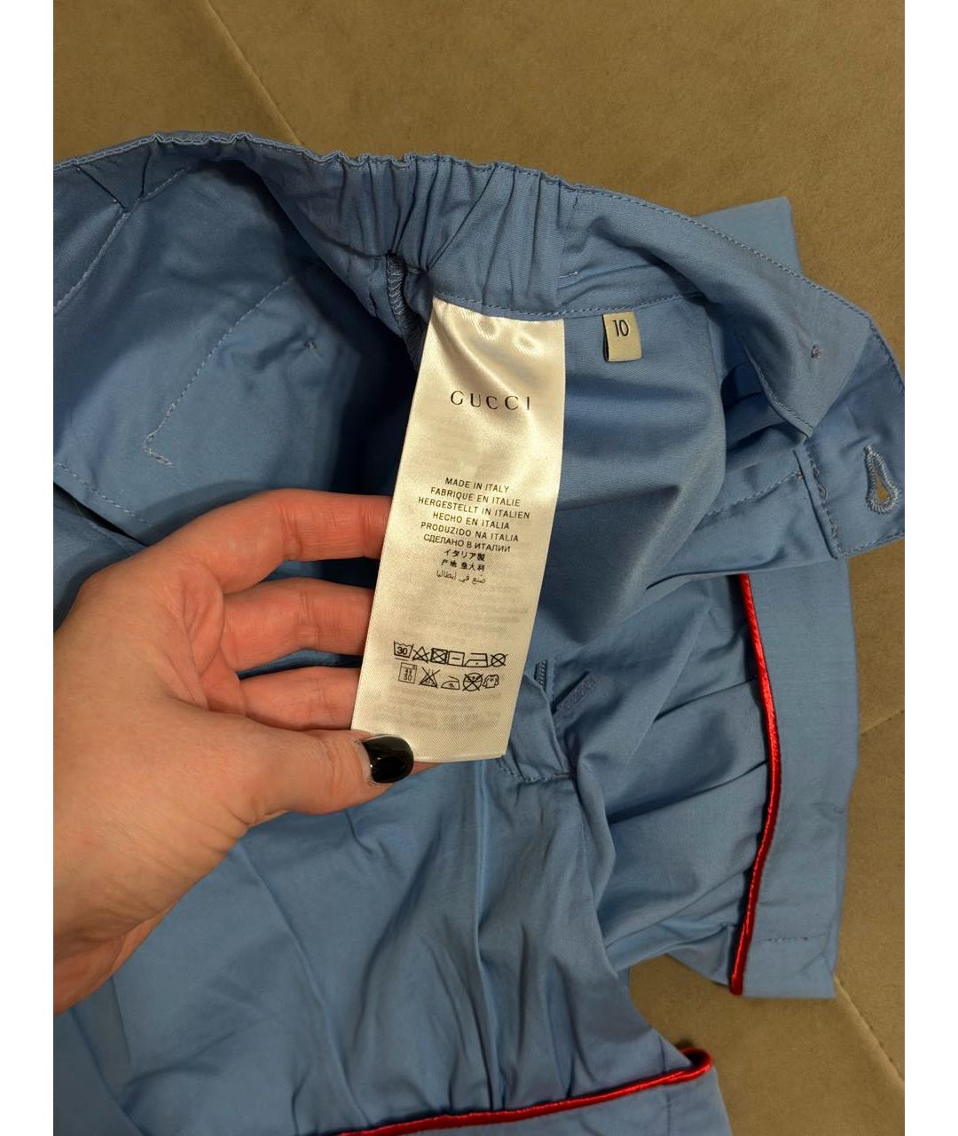 GUCCI Голубые хлопковые брюки и шорты, фото 5