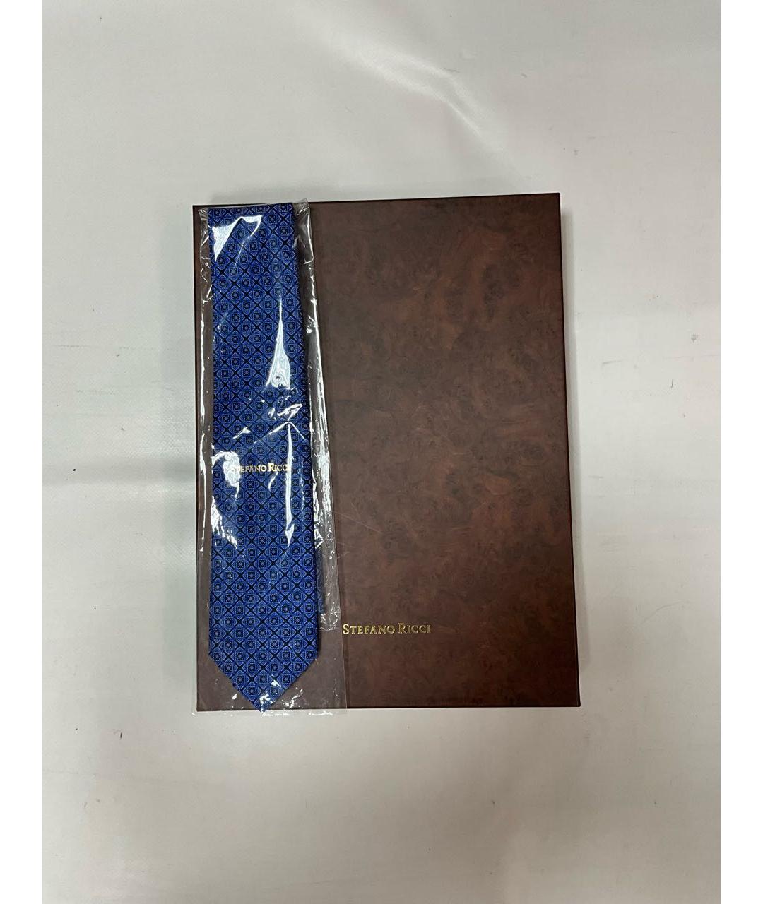 STEFANO RICCI Синий шелковый галстук, фото 2