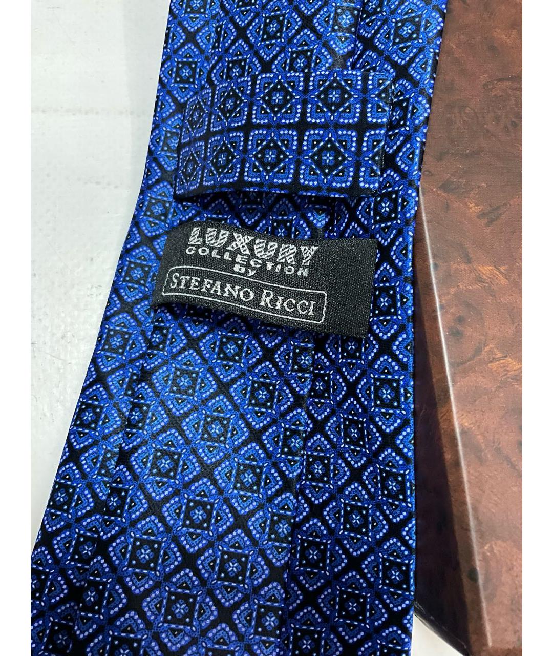 STEFANO RICCI Синий шелковый галстук, фото 3