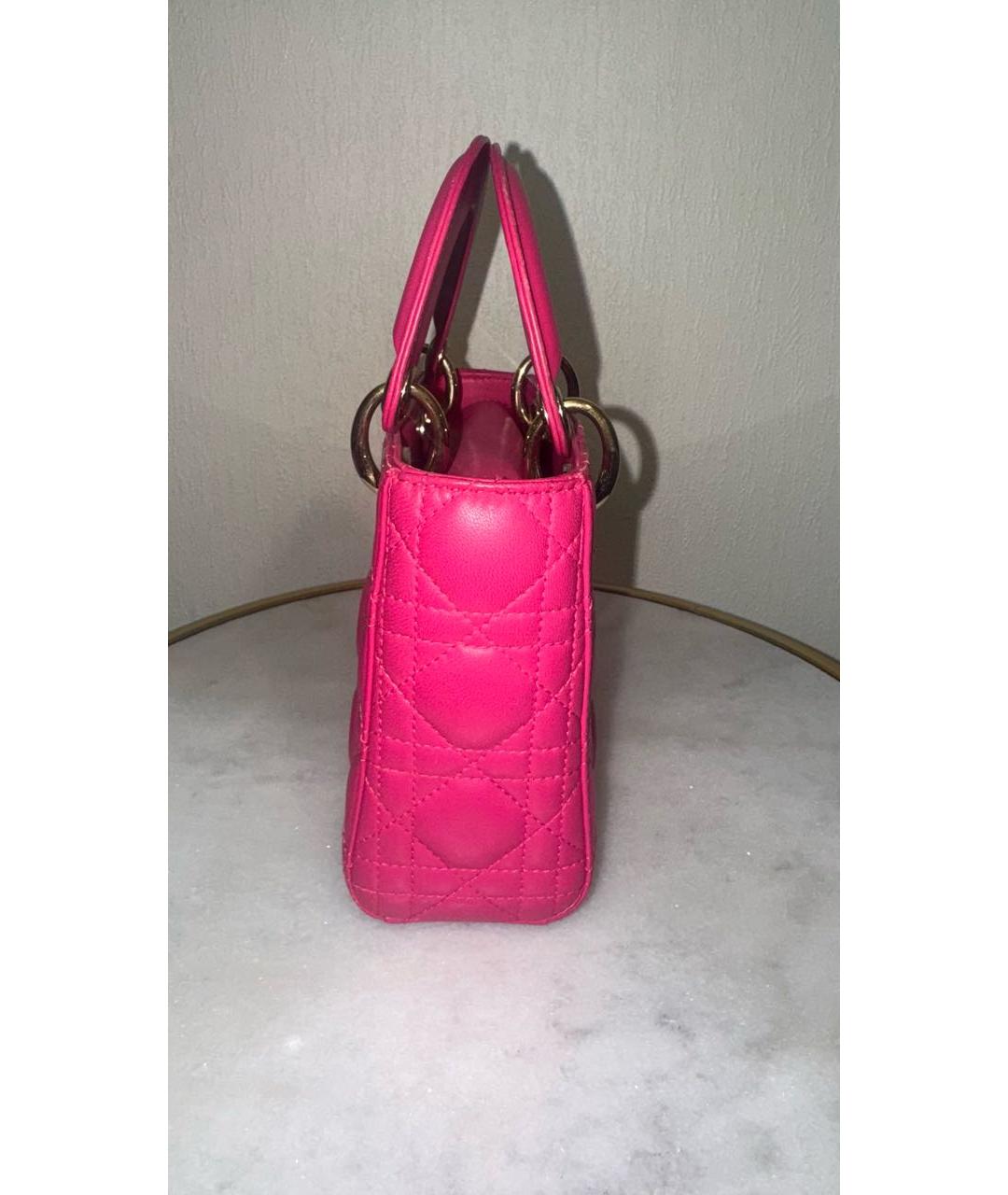 CHRISTIAN DIOR Розовая кожаная сумка с короткими ручками, фото 5