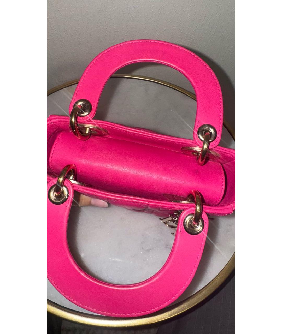 CHRISTIAN DIOR Розовая кожаная сумка с короткими ручками, фото 7