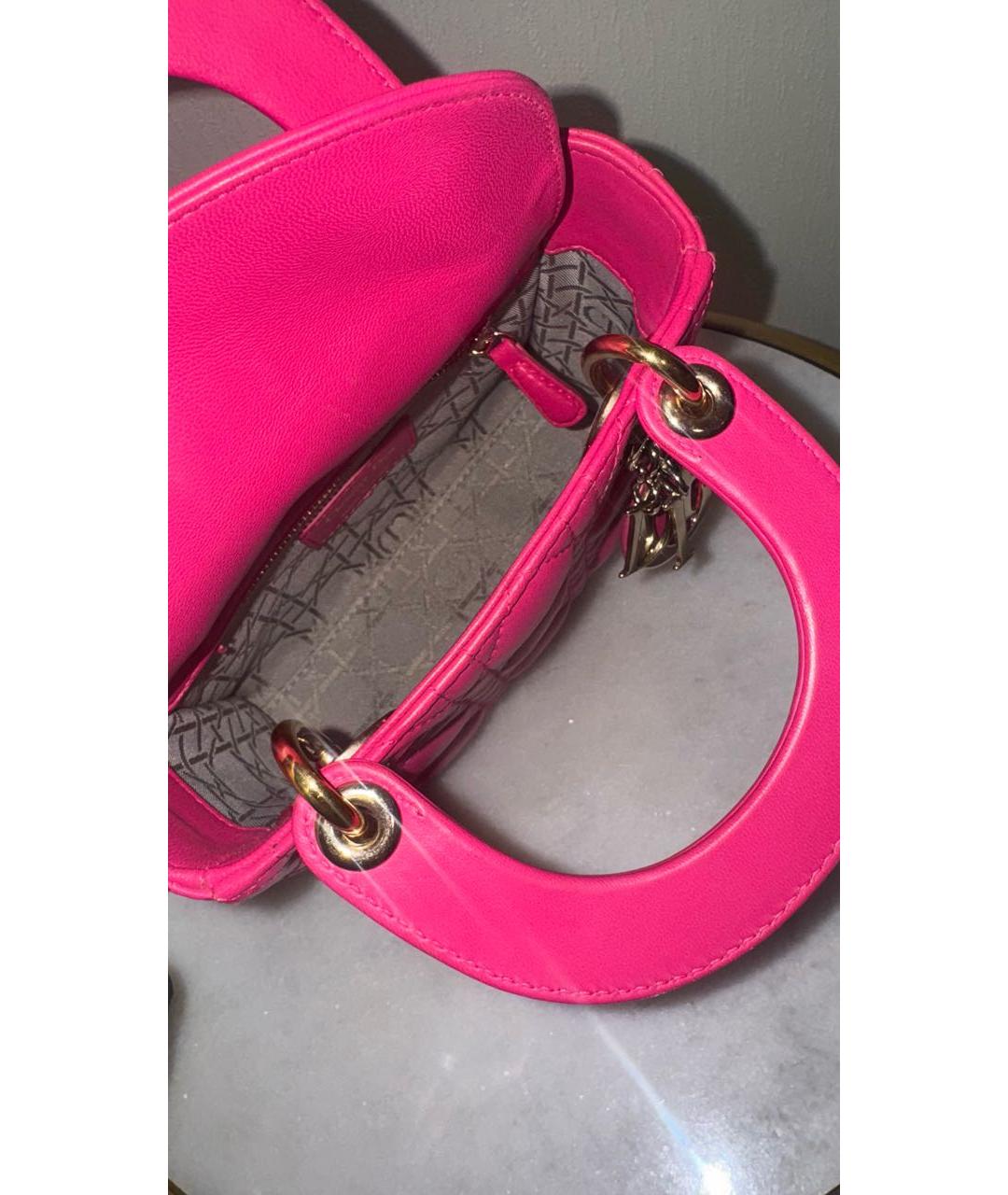 CHRISTIAN DIOR Розовая кожаная сумка с короткими ручками, фото 8
