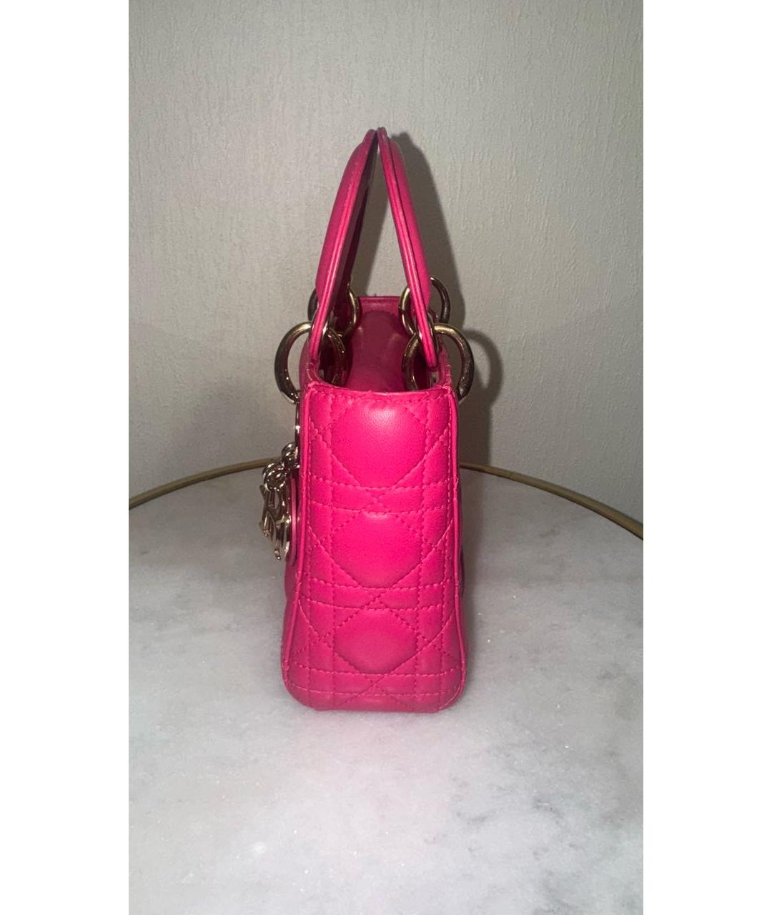 CHRISTIAN DIOR Розовая кожаная сумка с короткими ручками, фото 4