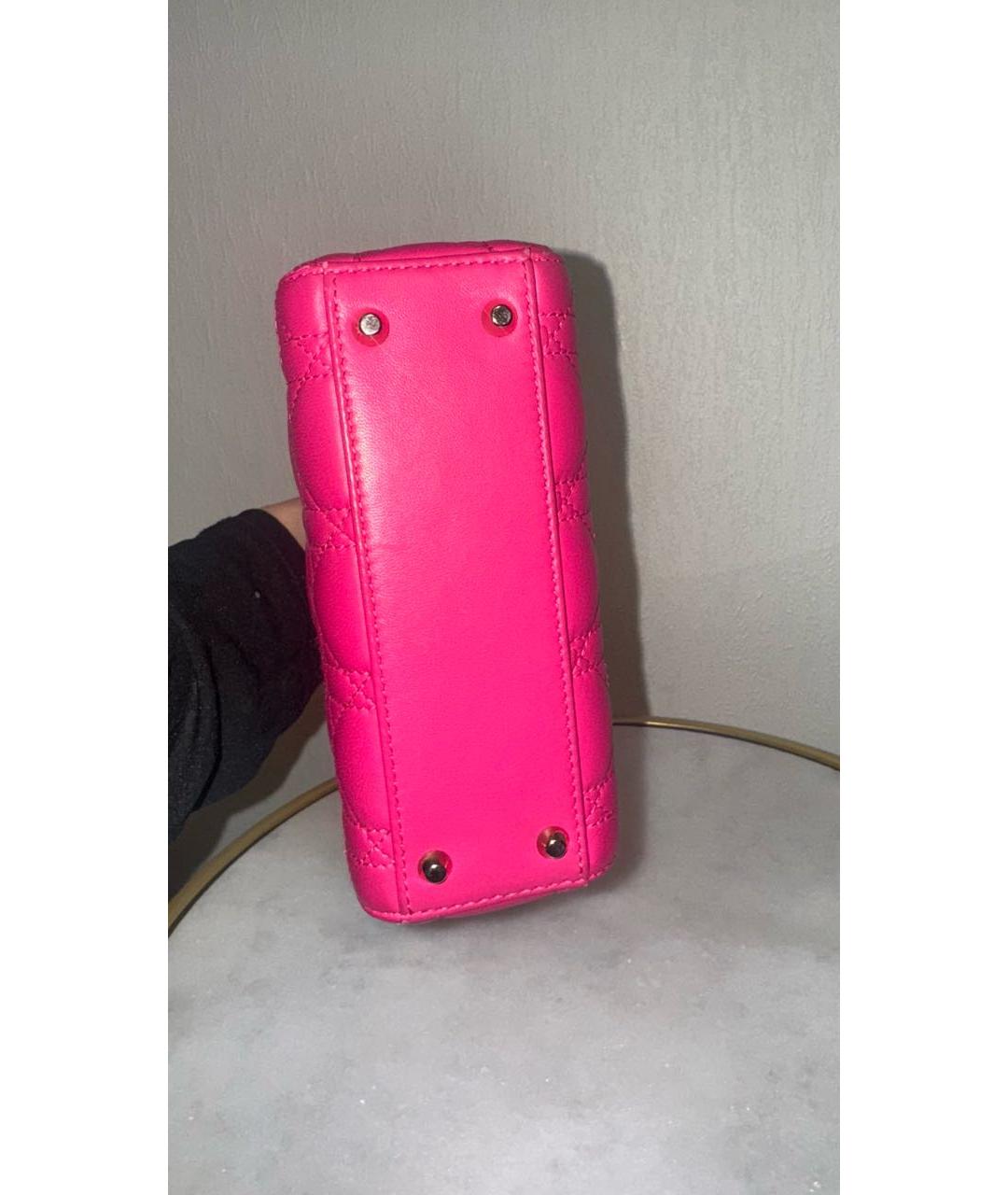 CHRISTIAN DIOR Розовая кожаная сумка с короткими ручками, фото 6