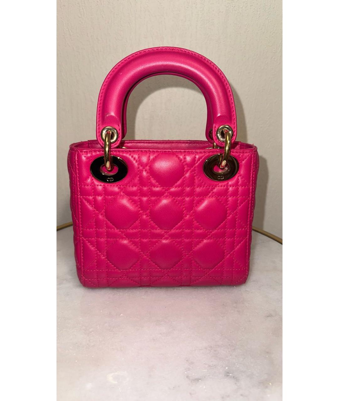 CHRISTIAN DIOR Розовая кожаная сумка с короткими ручками, фото 3