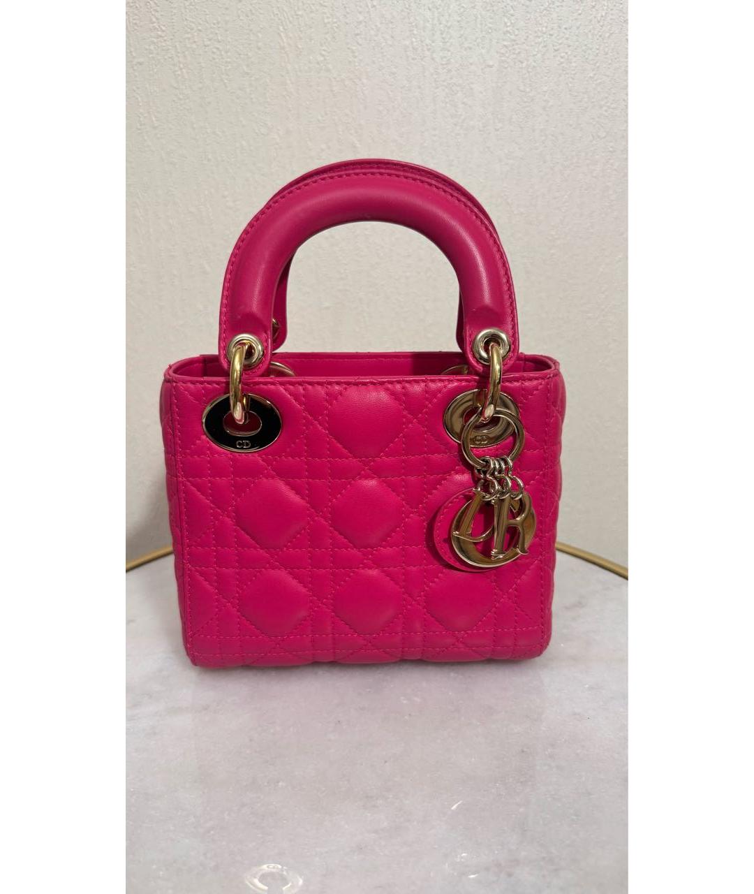 CHRISTIAN DIOR Розовая кожаная сумка с короткими ручками, фото 9