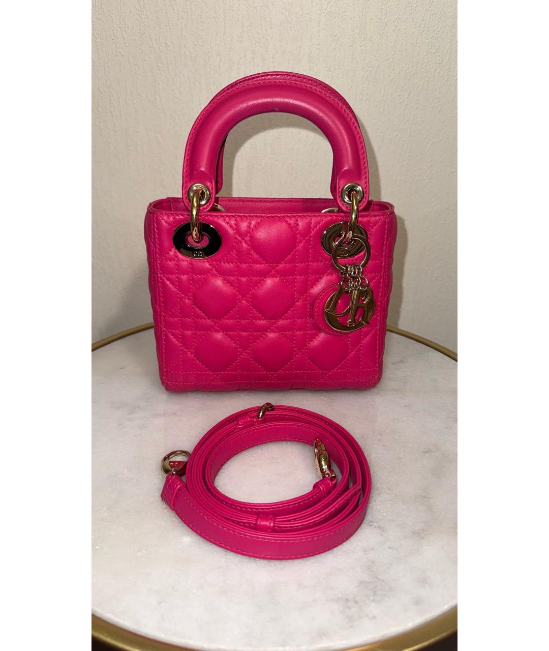 CHRISTIAN DIOR Розовая кожаная сумка с короткими ручками, фото 2