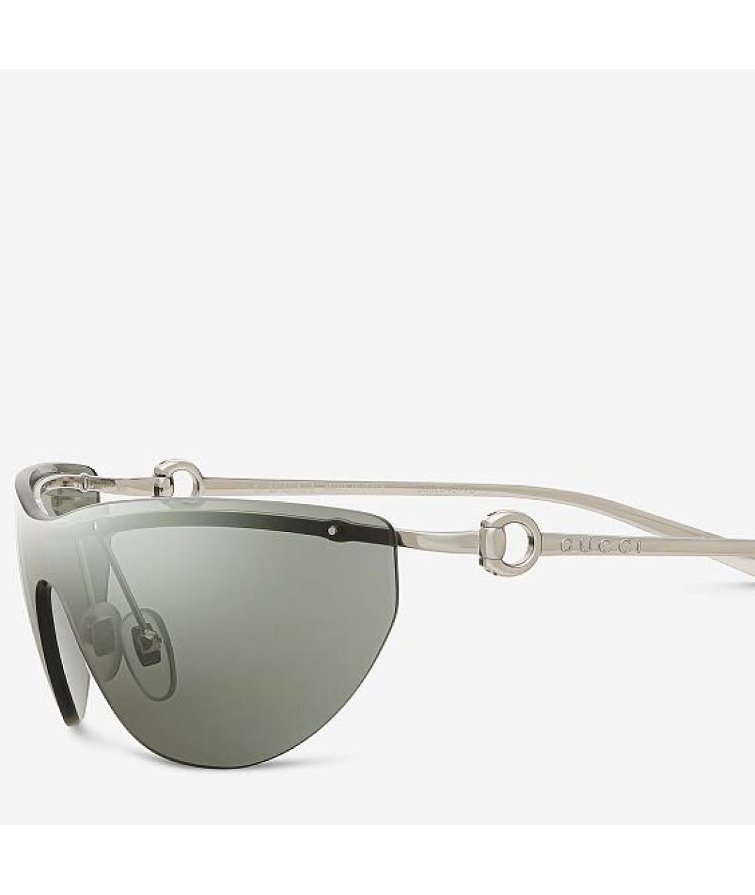 GUCCI Серебряные металлические солнцезащитные очки, фото 2