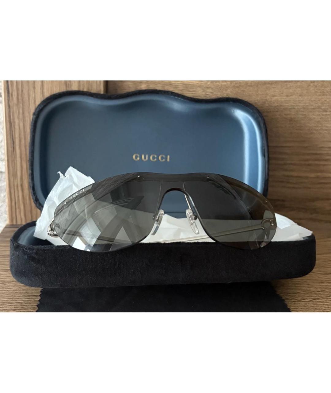 GUCCI Серебряные металлические солнцезащитные очки, фото 4