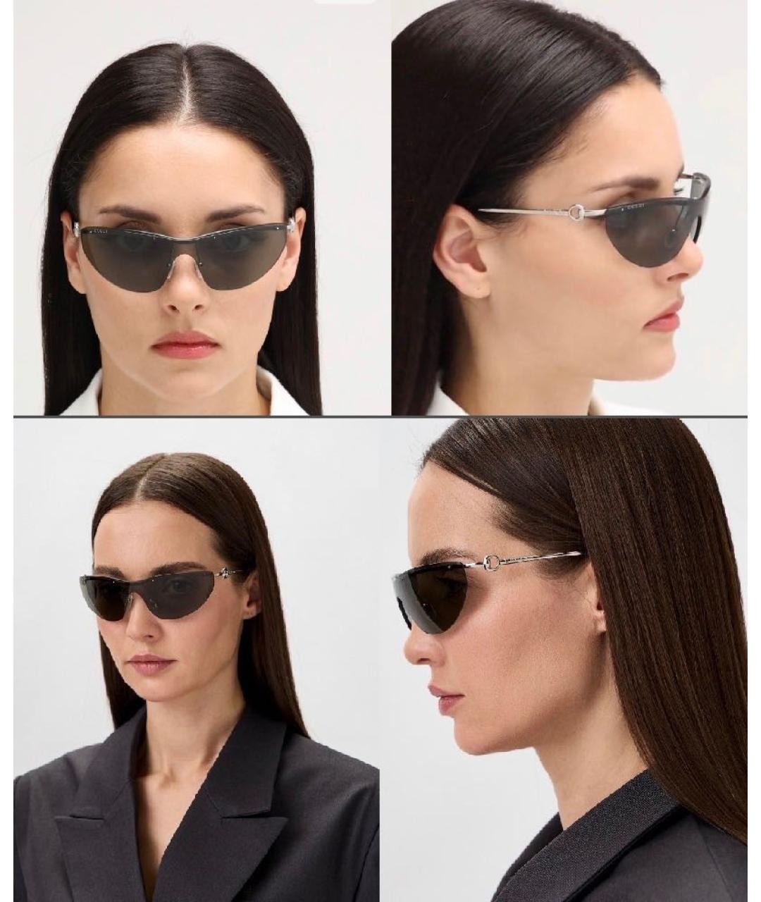 GUCCI Серебряные металлические солнцезащитные очки, фото 6