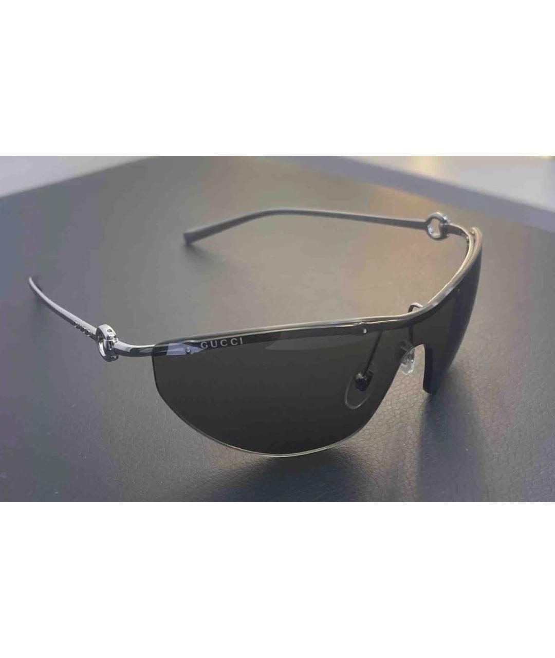 GUCCI Серебряные металлические солнцезащитные очки, фото 7