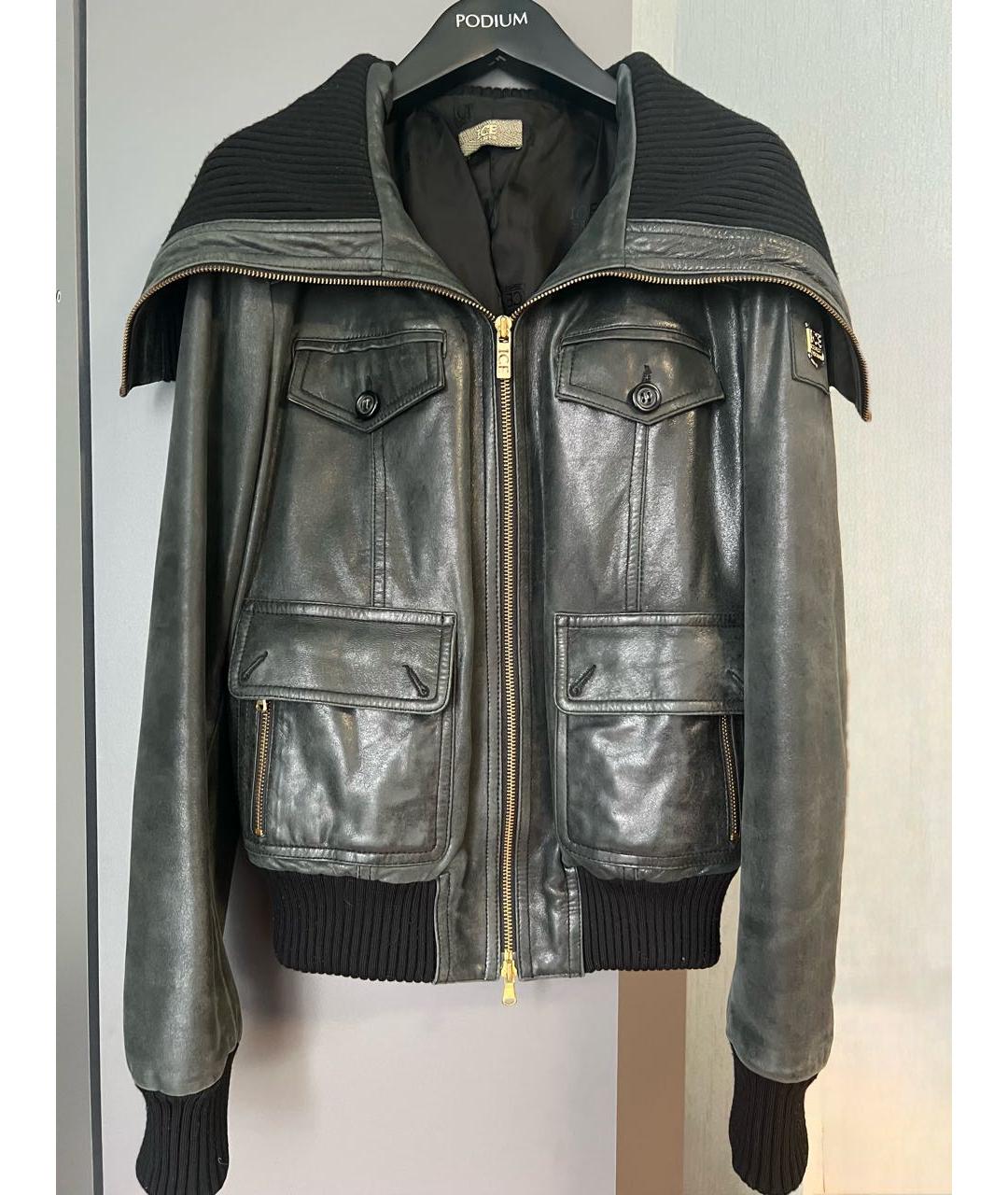 ICEBERG Антрацитовая кожаная куртка, фото 6