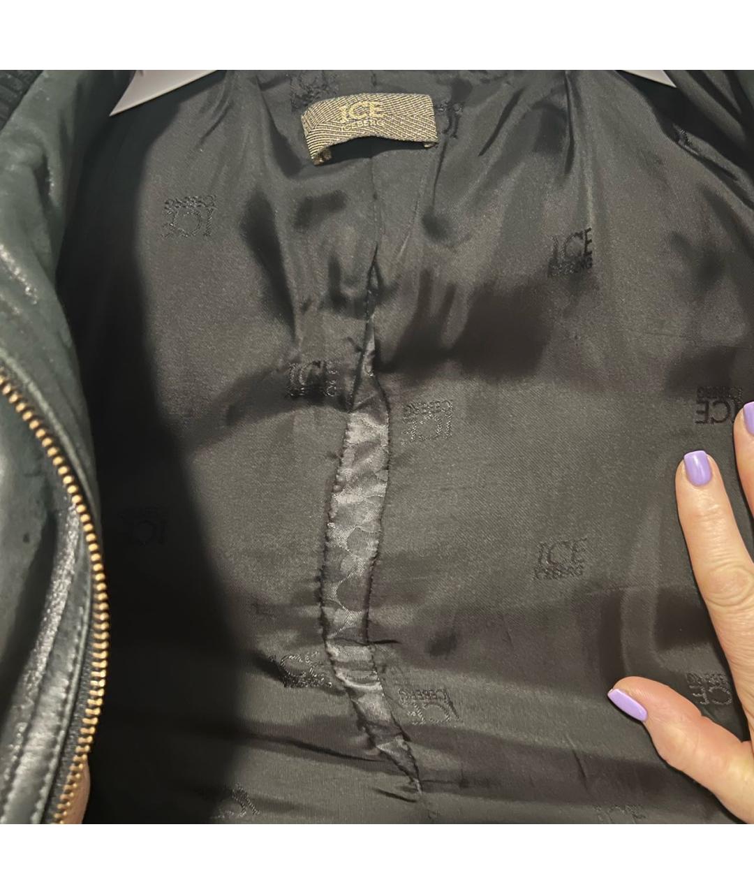 ICEBERG Антрацитовая кожаная куртка, фото 5