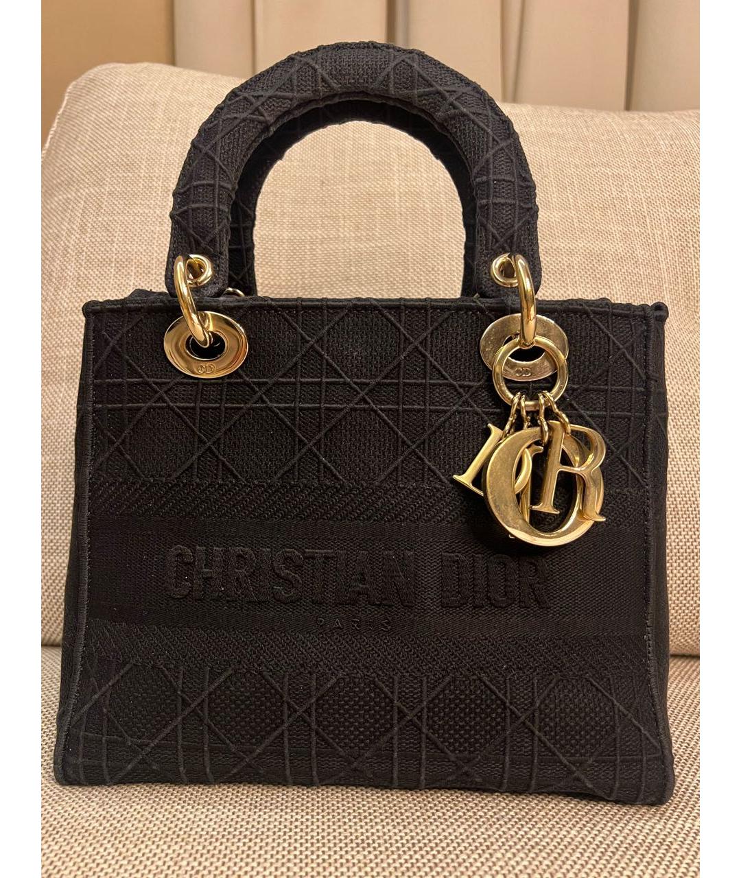 CHRISTIAN DIOR Черная тканевая сумка с короткими ручками, фото 7