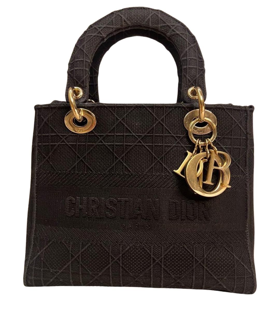 CHRISTIAN DIOR Черная тканевая сумка с короткими ручками, фото 1