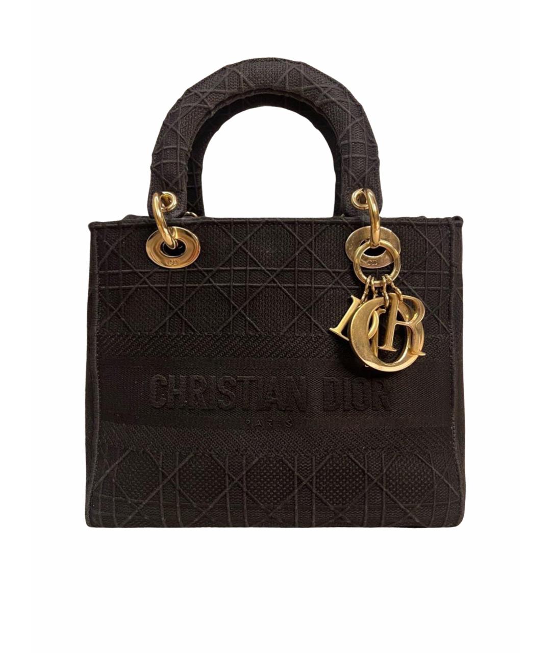 CHRISTIAN DIOR Черная тканевая сумка с короткими ручками, фото 1
