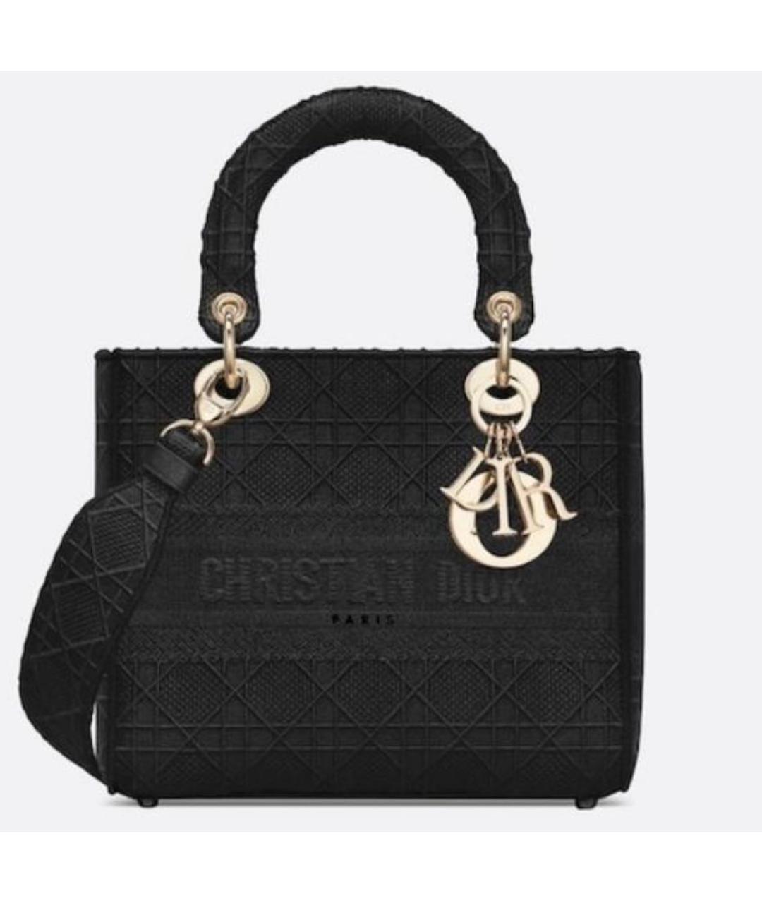 CHRISTIAN DIOR Черная тканевая сумка с короткими ручками, фото 2