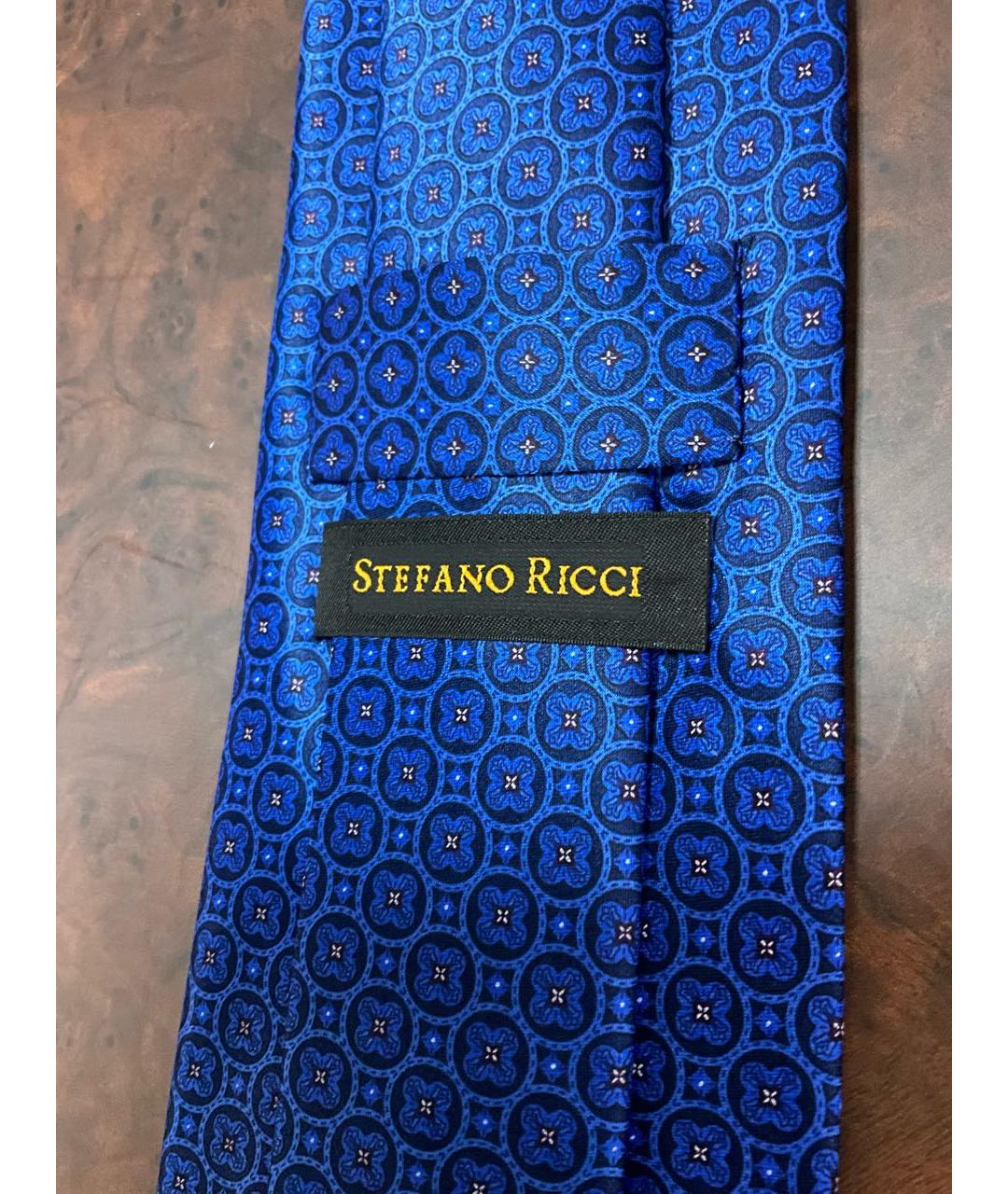 STEFANO RICCI Синий шелковый галстук, фото 5