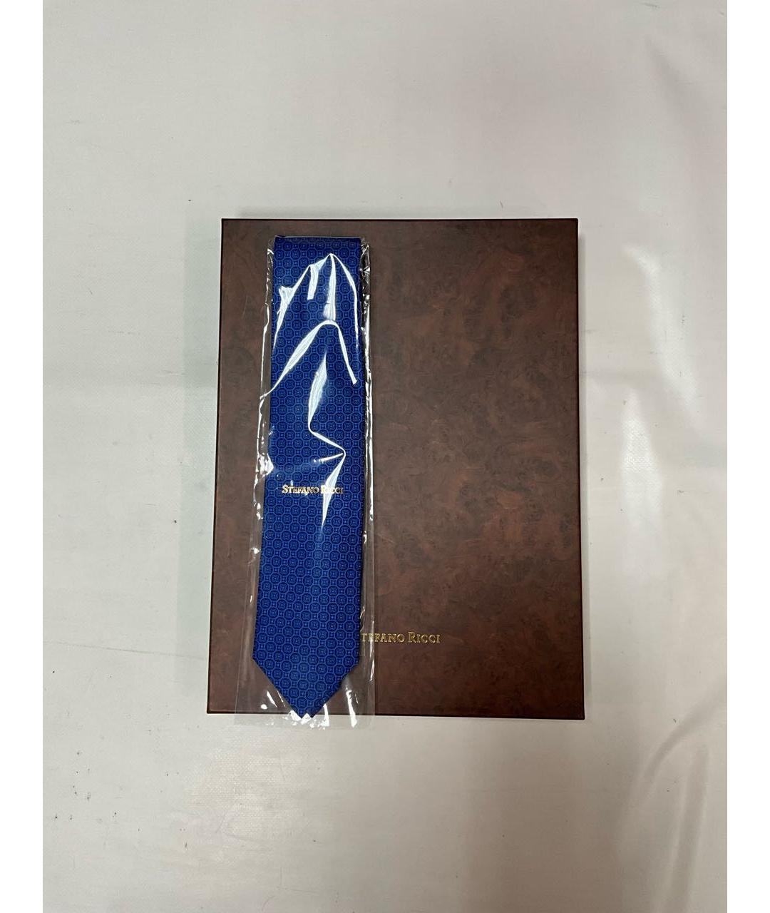 STEFANO RICCI Синий шелковый галстук, фото 2