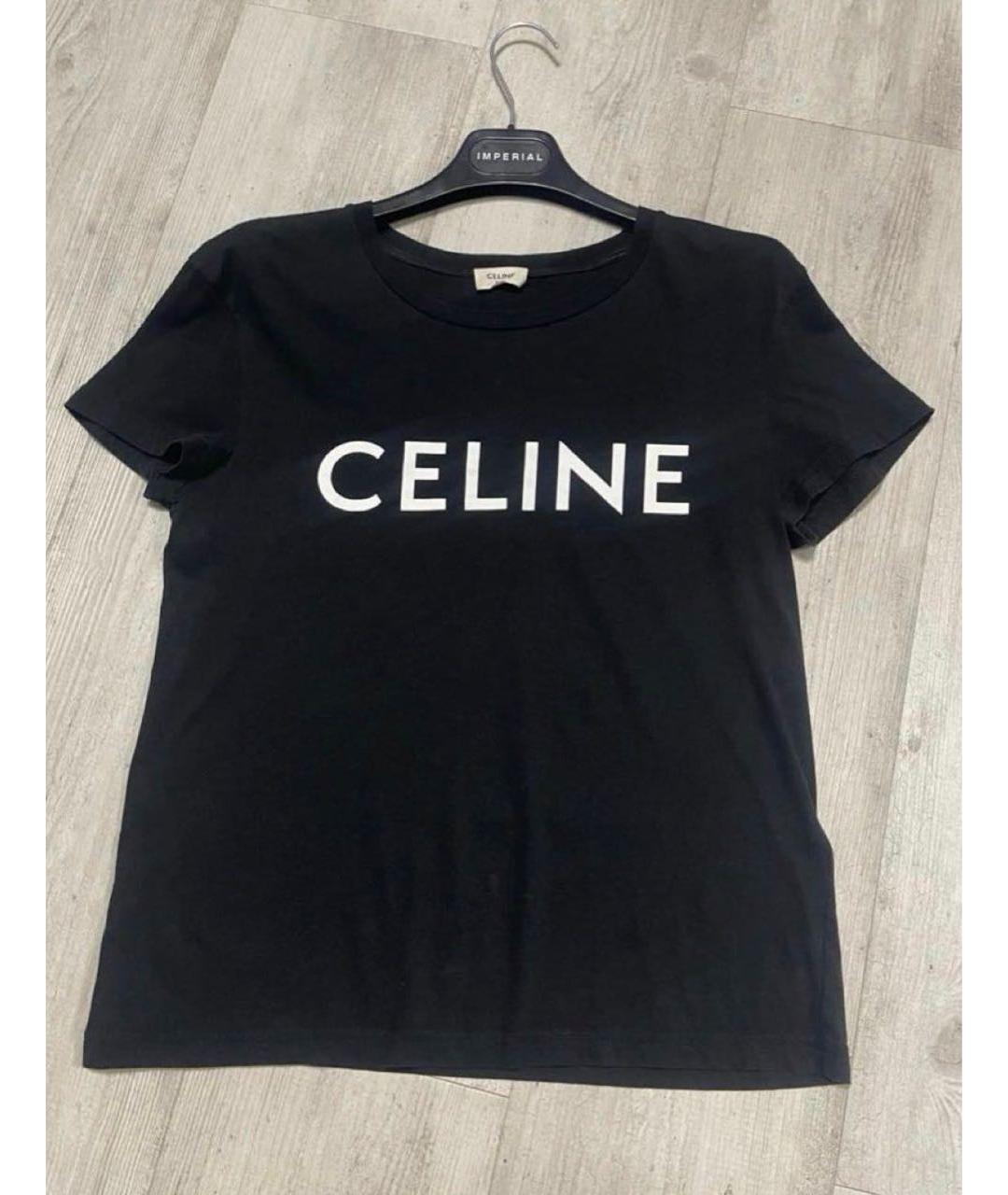 CELINE Черная футболка, фото 2