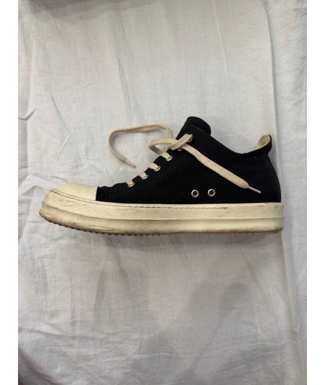 RICK OWENS DRKSHDW Черные текстильные низкие кроссовки / кеды, фото 4