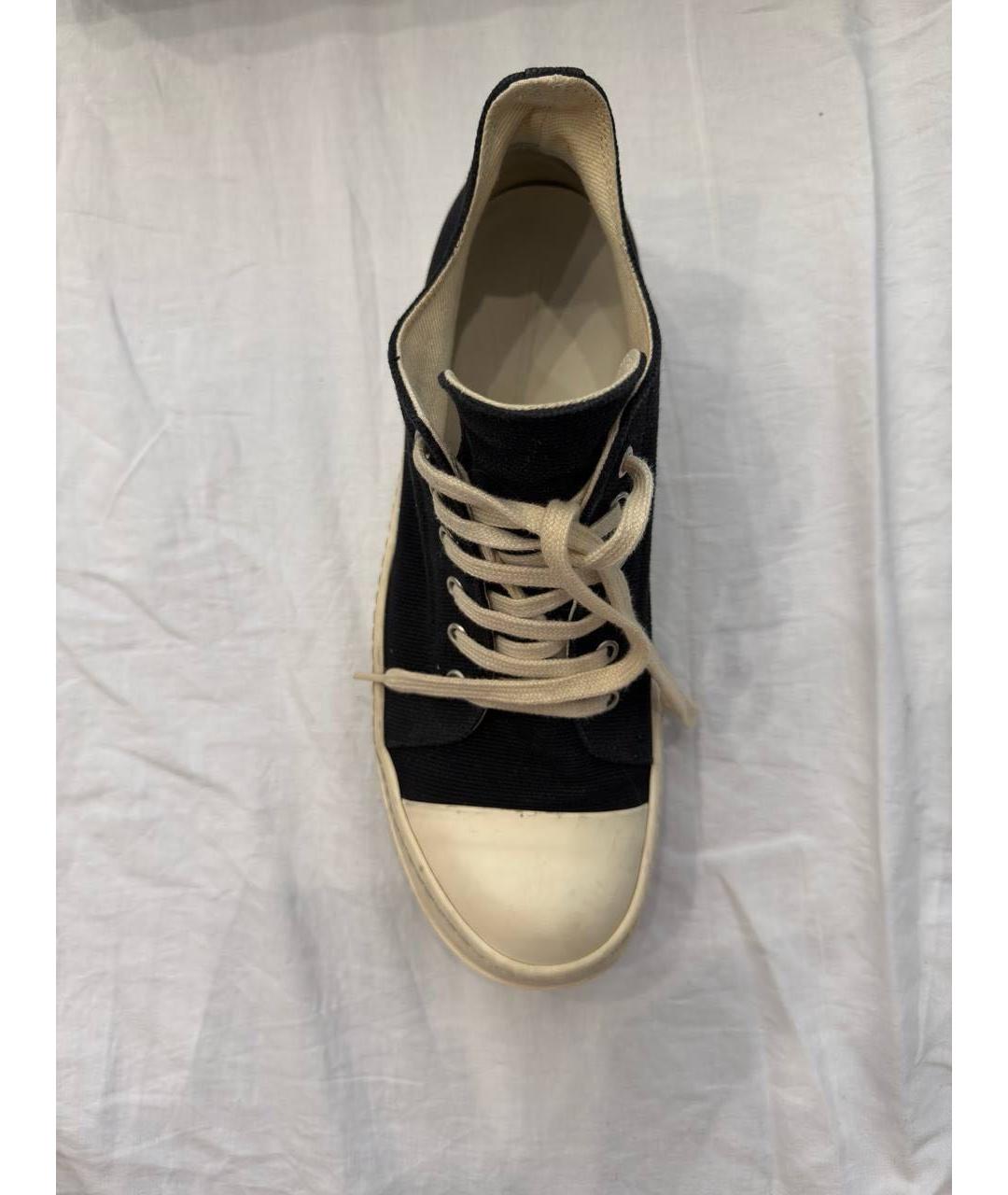 RICK OWENS DRKSHDW Черные текстильные низкие кроссовки / кеды, фото 3