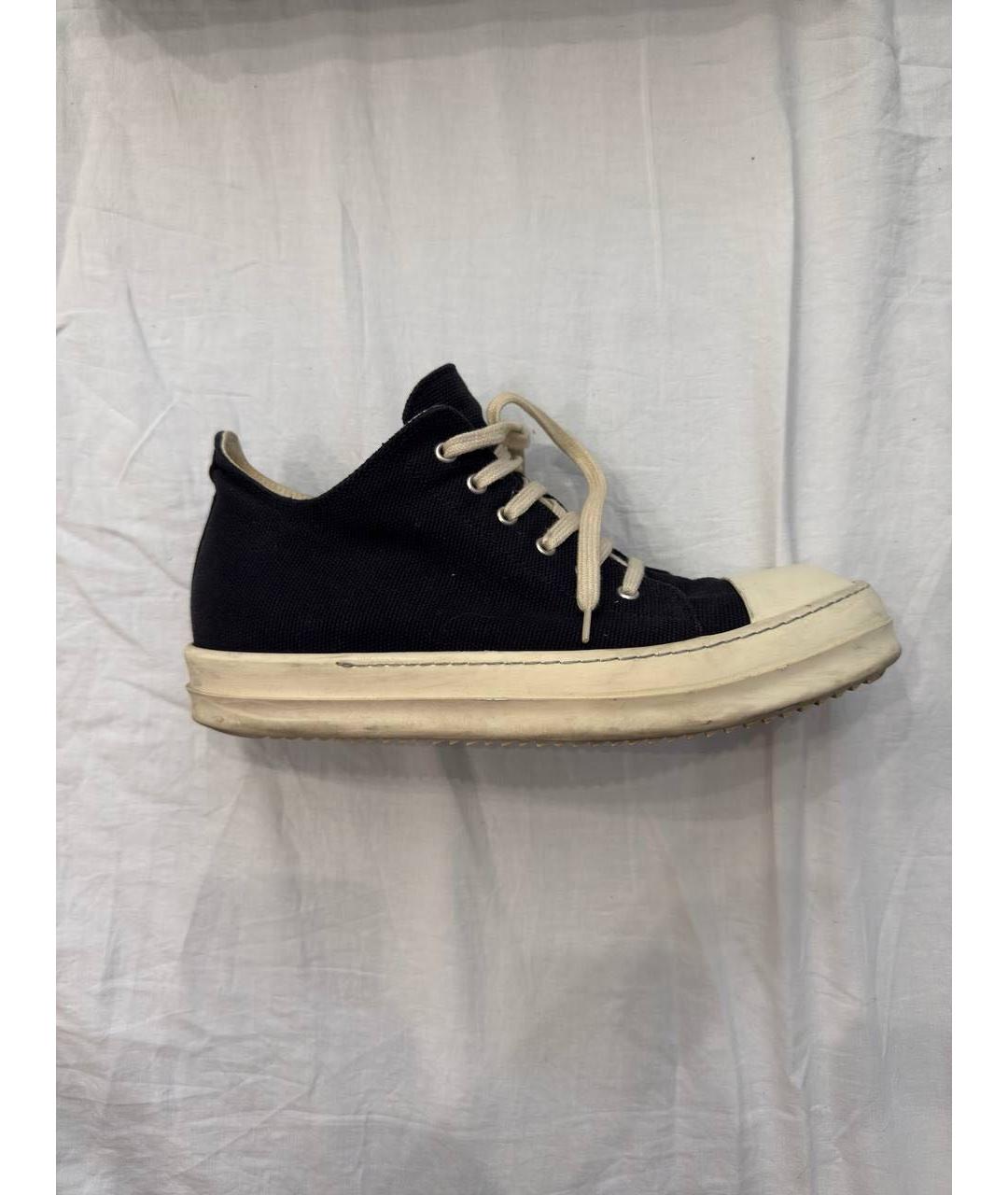 RICK OWENS DRKSHDW Черные текстильные низкие кроссовки / кеды, фото 8