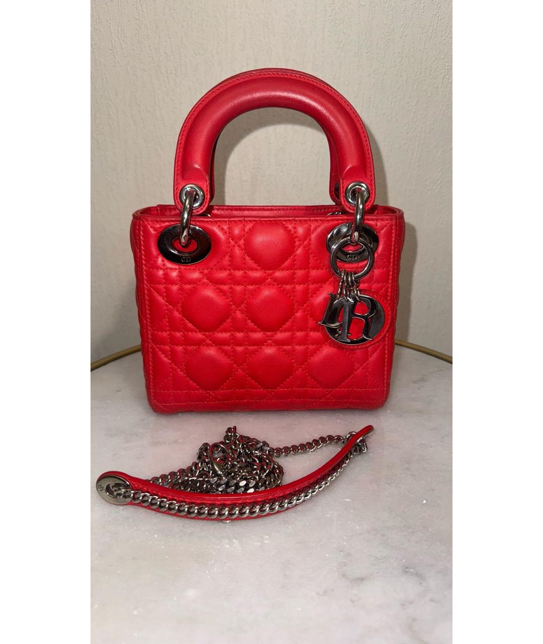 CHRISTIAN DIOR Красная кожаная сумка с короткими ручками, фото 2