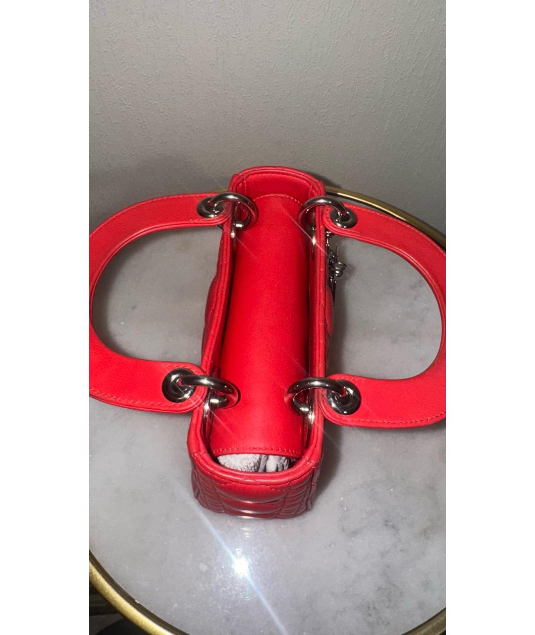CHRISTIAN DIOR Красная кожаная сумка с короткими ручками, фото 7