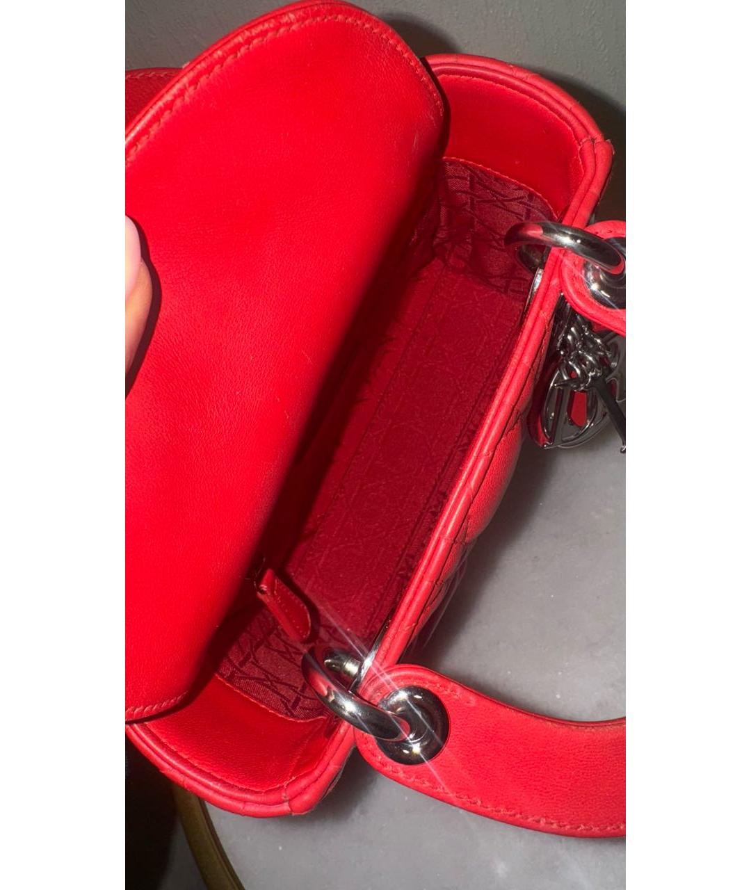 CHRISTIAN DIOR Красная кожаная сумка с короткими ручками, фото 8